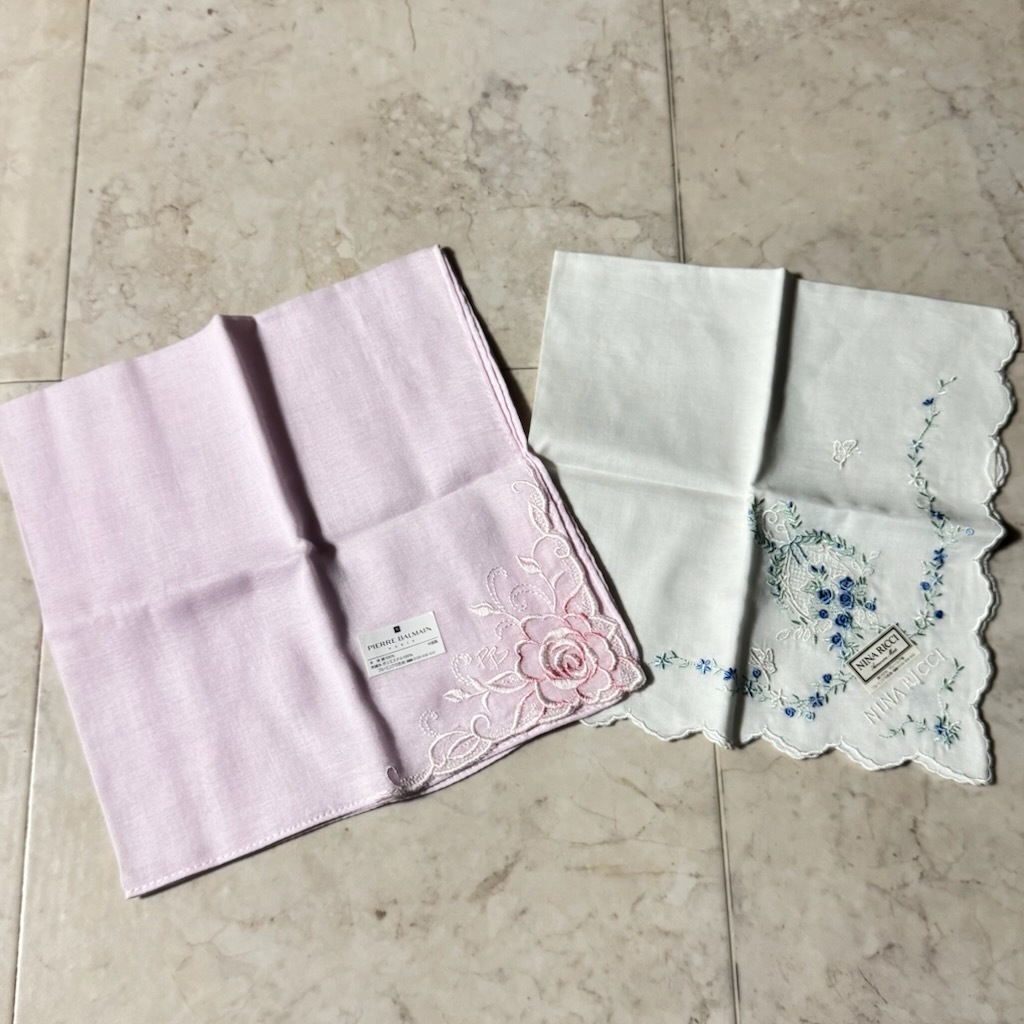 ⑥メーカー色々 レディース ハンカチ 12枚セット●マリクレール ウンガロ イブサンローランなど●未使用品 保管品_画像2