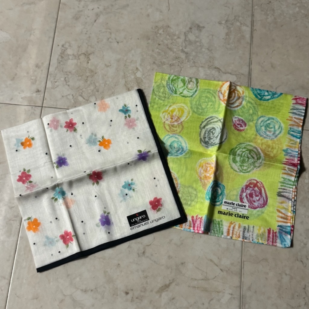 ⑥メーカー色々 レディース ハンカチ 12枚セット●マリクレール ウンガロ イブサンローランなど●未使用品 保管品_画像4