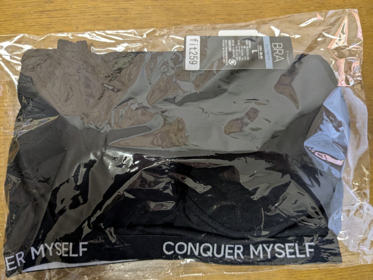 スポーツブラ ショーツ 上下セット スポーツウェア 綿混 ノンワイヤー カップ付き パッド スポブラ ブラ 黒　ブラック　サイズL　未開封 _画像1