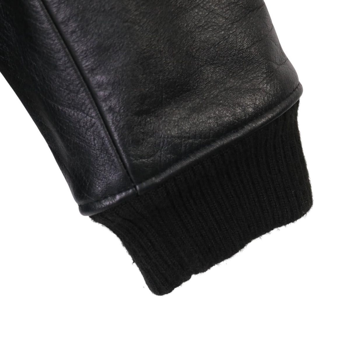 【希少】AZ×nano universe 別注 ナノユニバース スタジアムジャケット スタジャン レザー切り替え ノーカラー S メンズ レディース 黒_画像3