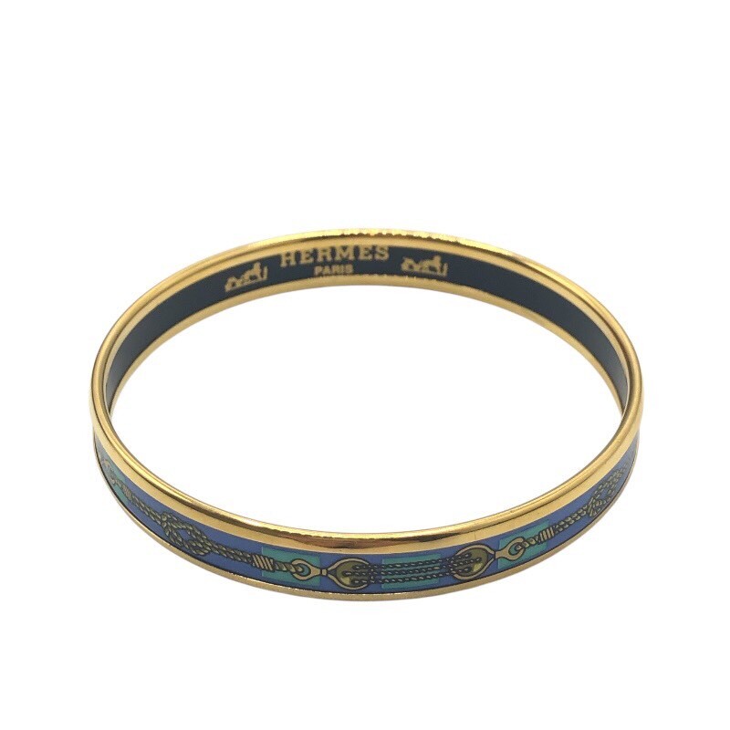 エルメス HERMES エマイユバングルPM ブルー/GD アクセサリー 中古_画像1