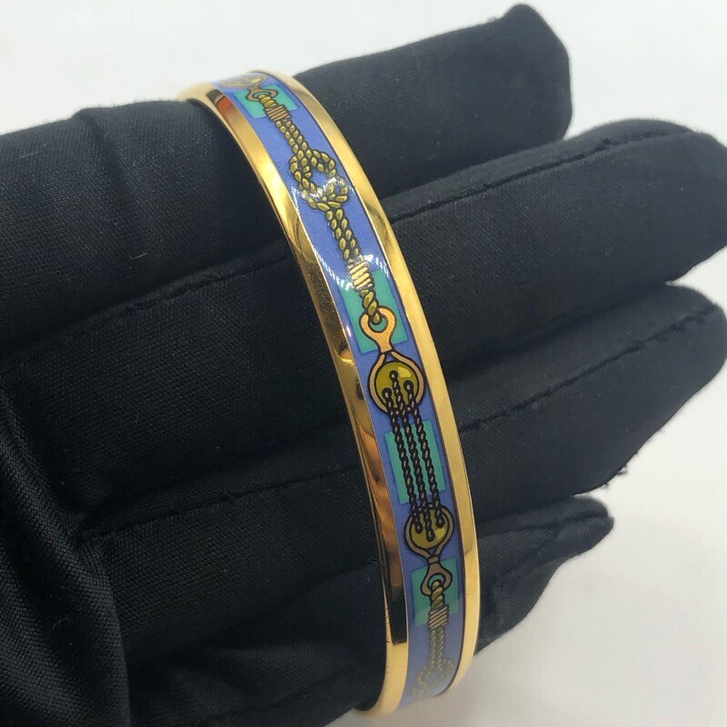 エルメス HERMES エマイユバングルPM ブルー/GD アクセサリー 中古_画像3