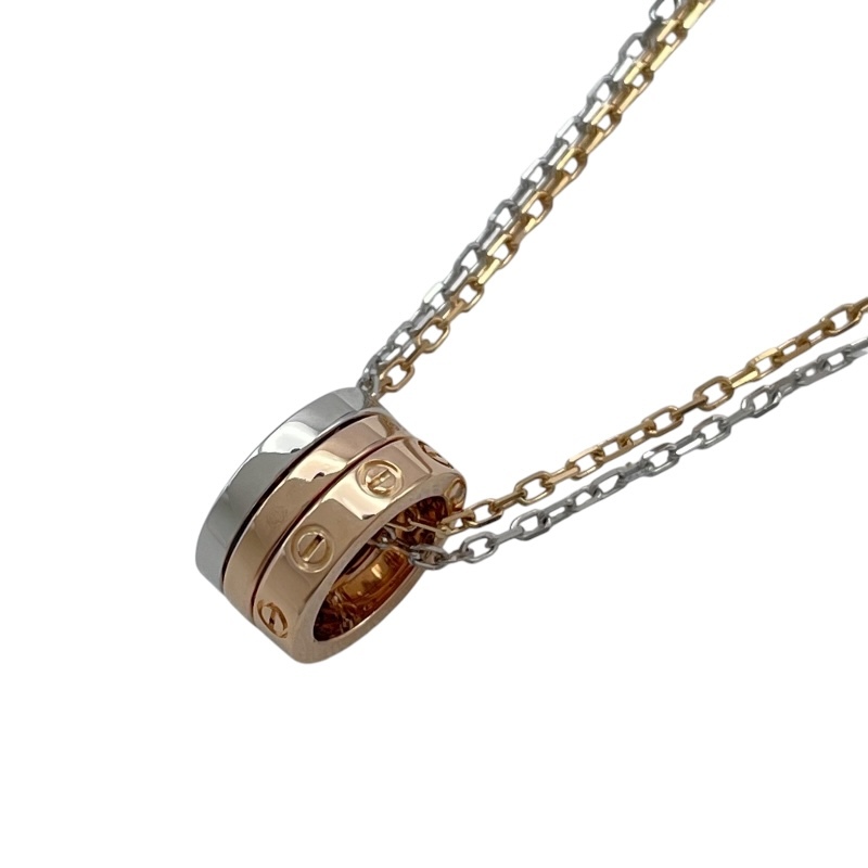 カルティエ Cartier ラブスリーフープネックレス ピンクゴールドxホワイトゴールド Au750 ダイヤモンド ジュエリー 中古_画像1
