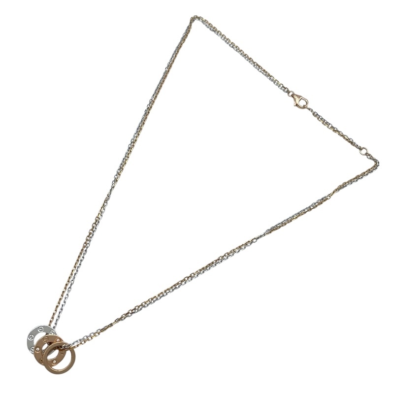 カルティエ Cartier ラブスリーフープネックレス ピンクゴールドxホワイトゴールド Au750 ダイヤモンド ジュエリー 中古_画像5