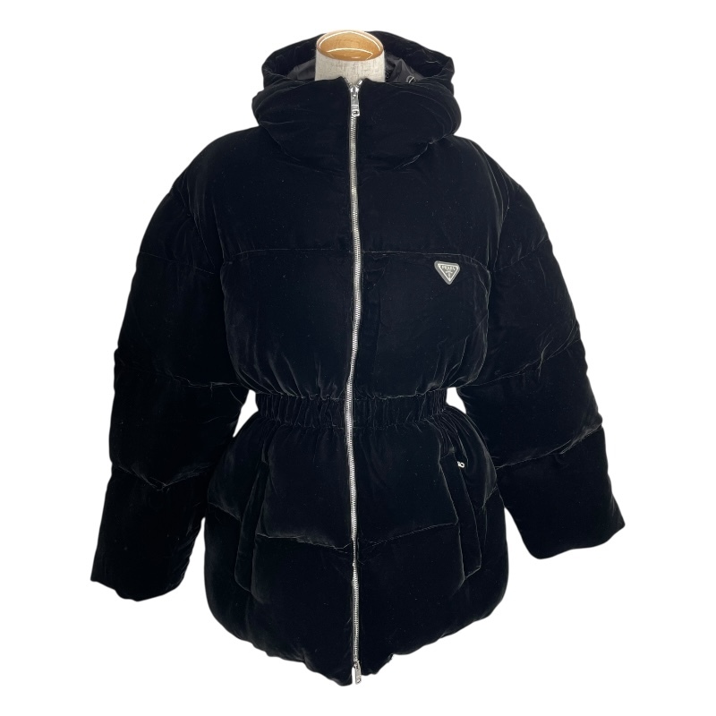 プラダ PRADA トライアングルロゴダウンジャケット 292214 ブラック ダウン ダウンジャケット レディース 中古_画像1