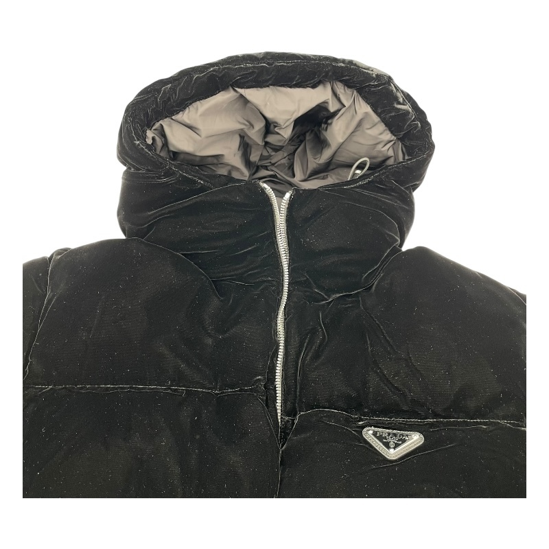 プラダ PRADA トライアングルロゴダウンジャケット 292214 ブラック ダウン ダウンジャケット レディース 中古_画像3