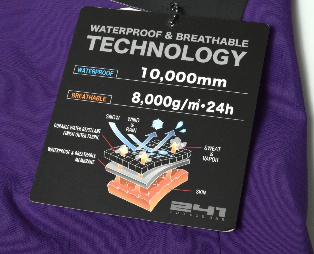 未使用 241 トゥーフォーワン SWIFT JKT スノーボード ウェア ジャケット S パープル ブラック_画像7