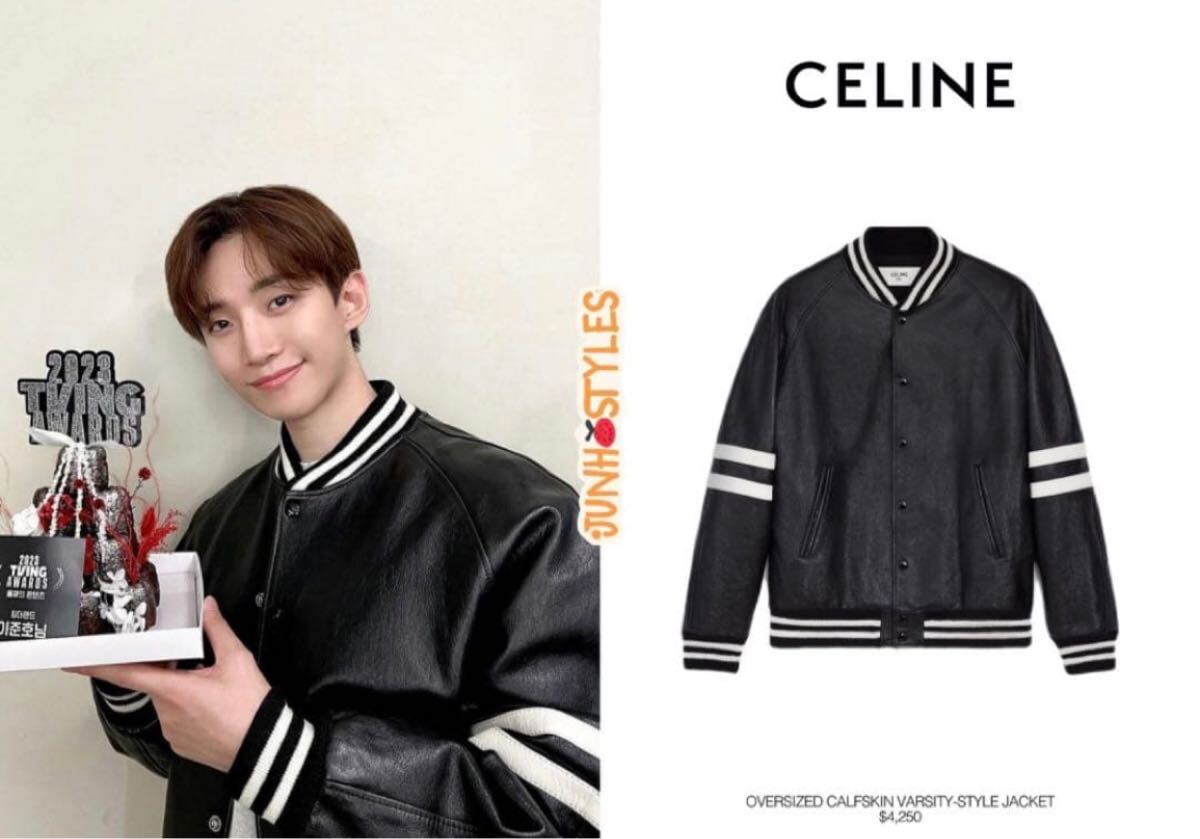 セリーヌ オーバーサイズ テディ シャリエ スタジャン カーフ レザー サイズ 46_画像6