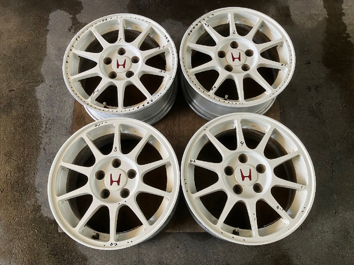 ホンダ　インテグラ DC2 タイプR ? ホイール　16インチ 7J +50 5H 114.3　ホワイト　4本　多数傷/ ホイル アルミ 16 7 ステップワゴン_画像1