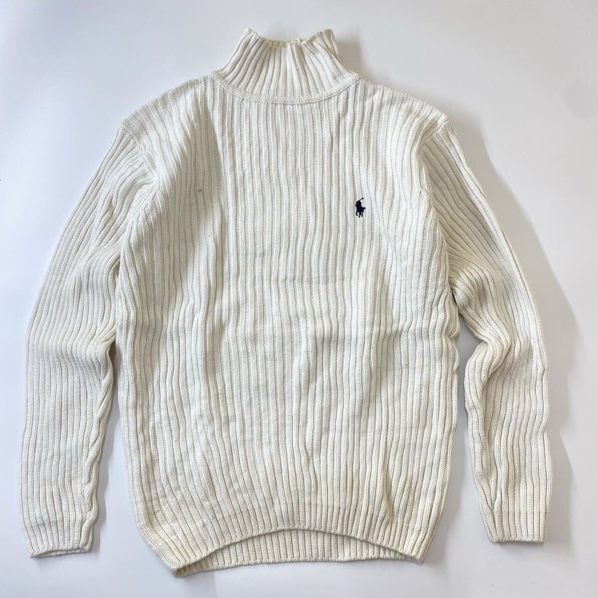 ラルフローレン ケーブルニット タートルネック ホワイト M メンズ_画像1