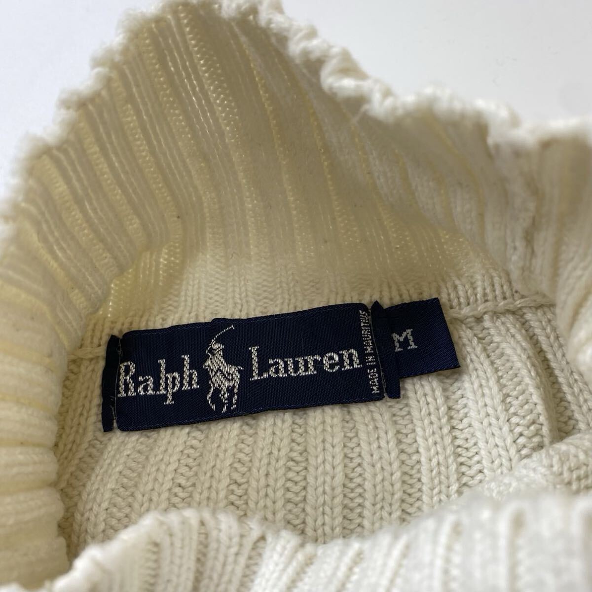 ラルフローレン ケーブルニット タートルネック ホワイト M メンズ_画像5