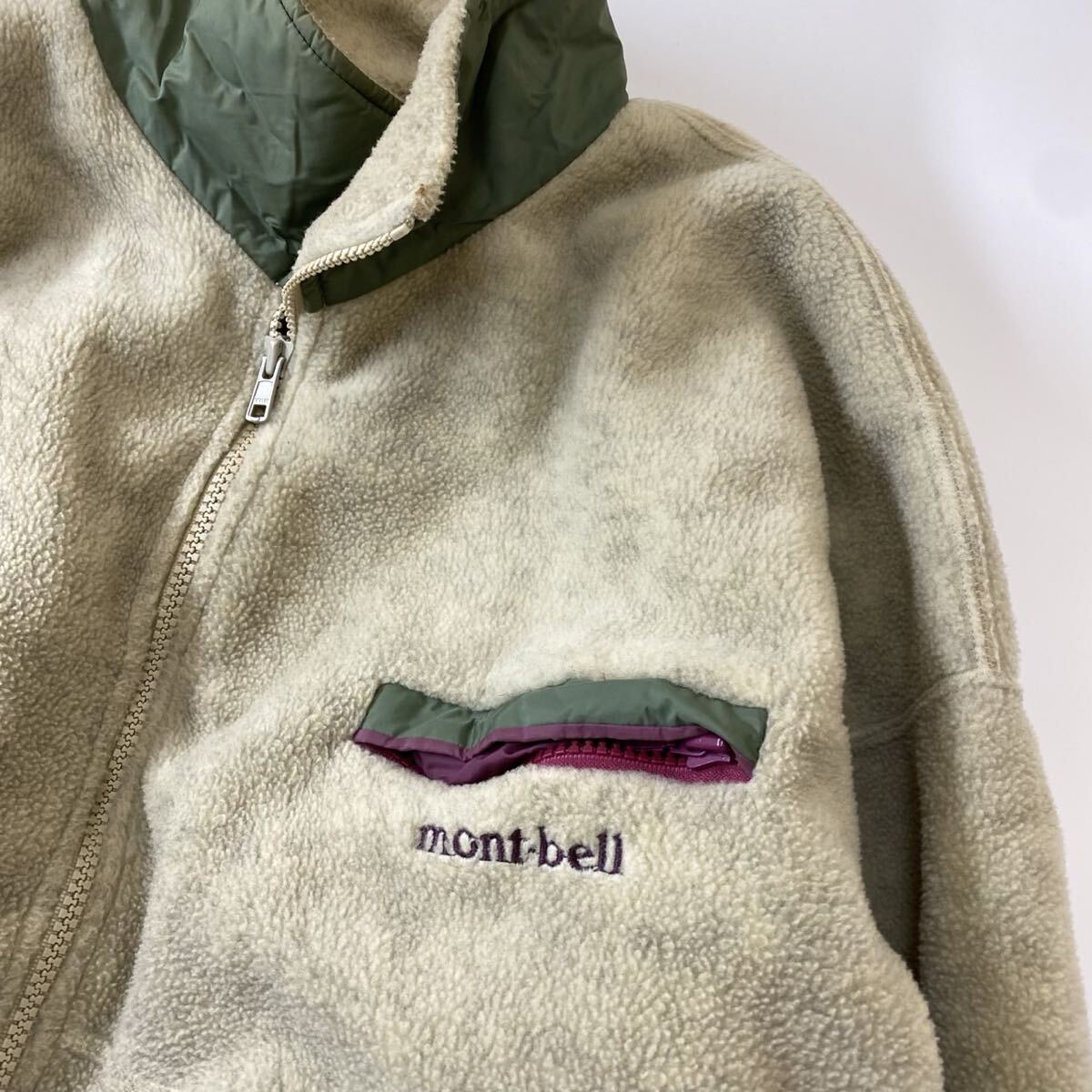 90s モンベル mont-bell フリース フルジップジャケット ベージュ L メンズ_画像2
