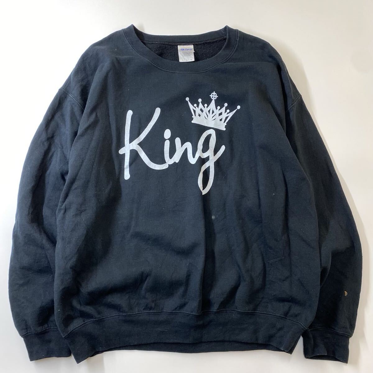 90s ギルダン GILDAN kingロゴトレーナー スウェット ブラック L_画像1