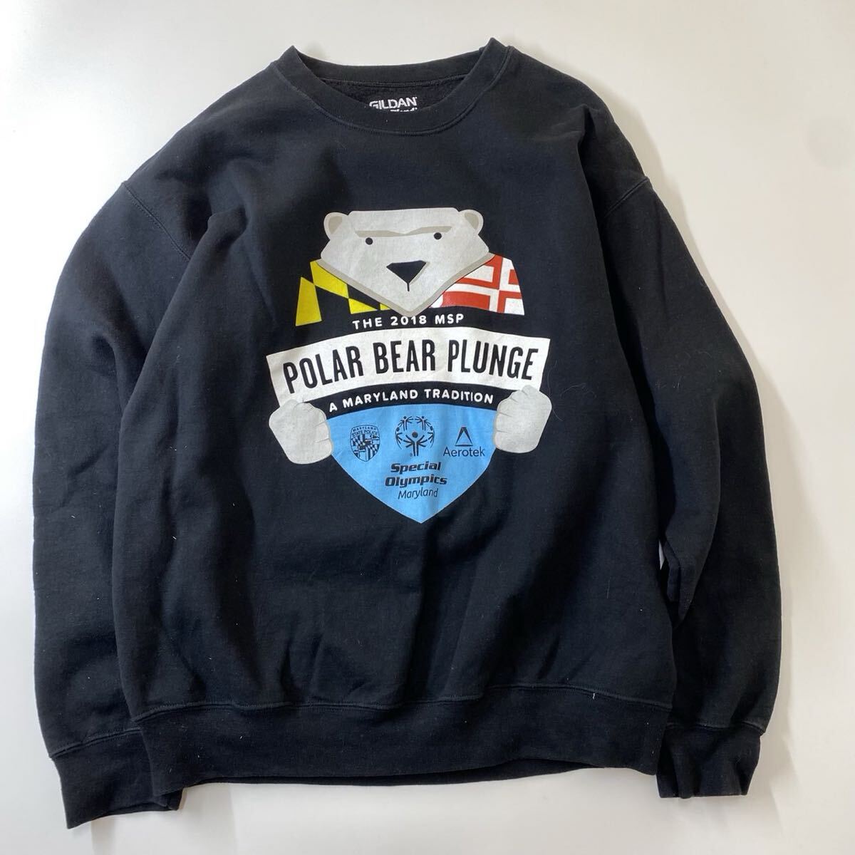ギルダン GILDAN 企業ロゴ シロクマ スウェット トレーナー ブラック M_画像1