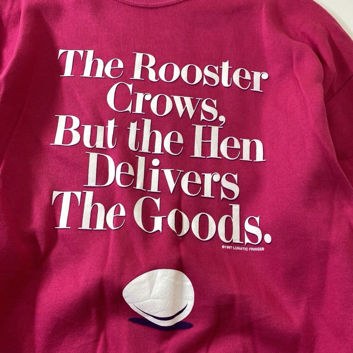 US古着 JERZEES ジャージーズ メッセージロゴ スウェット トレーナー ピンク XL_画像2