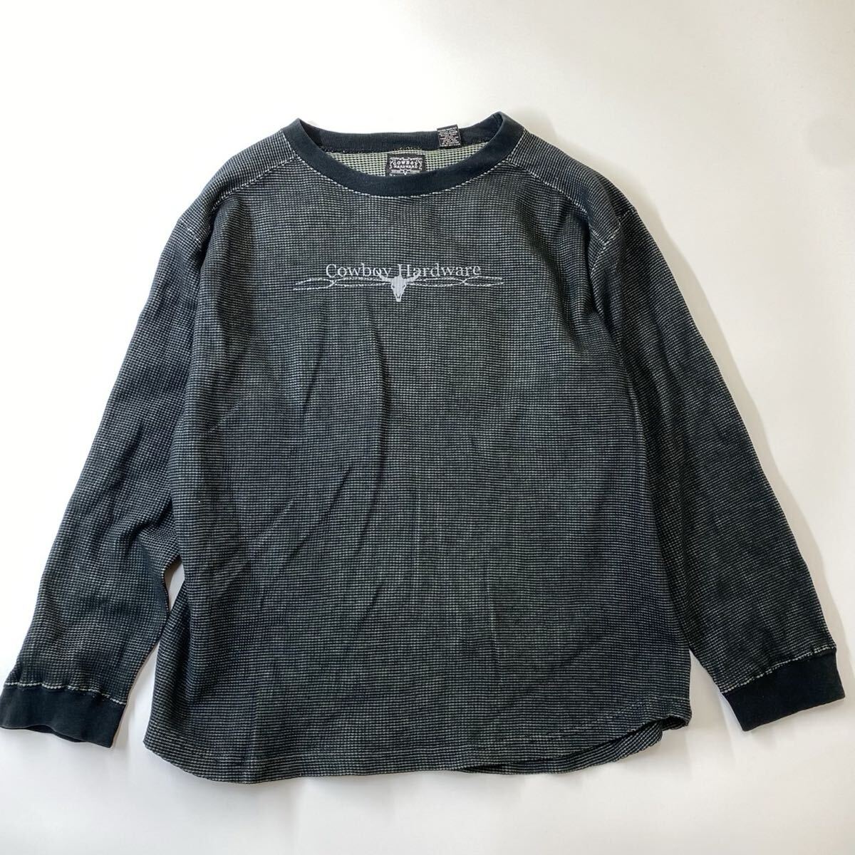 カウボーイヘッドウェア ワッフルプルオーバー 長袖シャツ ブラック L メンズ_画像1