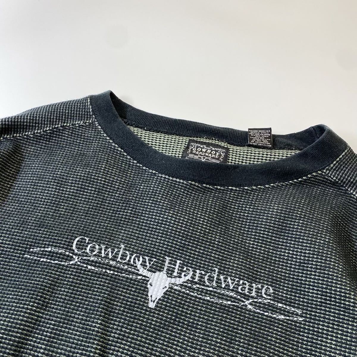 カウボーイヘッドウェア ワッフルプルオーバー 長袖シャツ ブラック L メンズ_画像2
