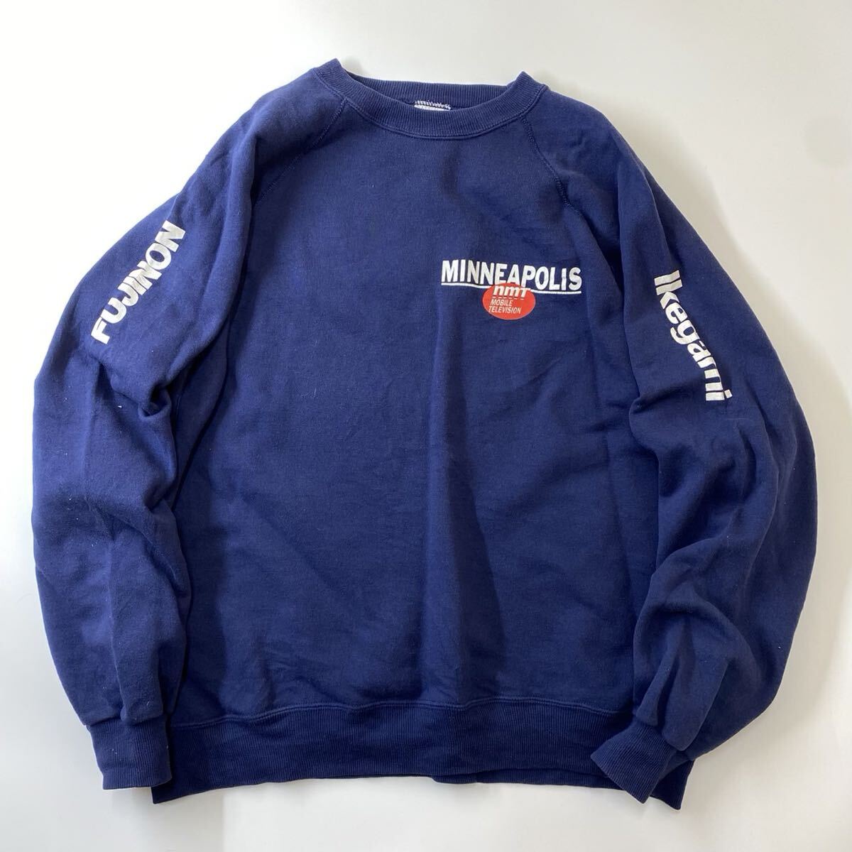 ビンテージ 90s アメリカ古着 企業ロゴ スウェット トレーナー XXL ネイビー Hanes製_画像1