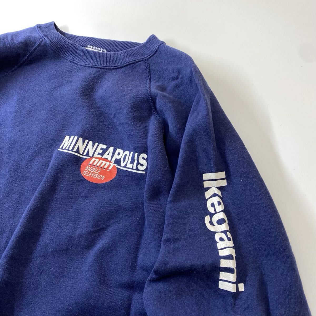 ビンテージ 90s アメリカ古着 企業ロゴ スウェット トレーナー XXL ネイビー Hanes製_画像2