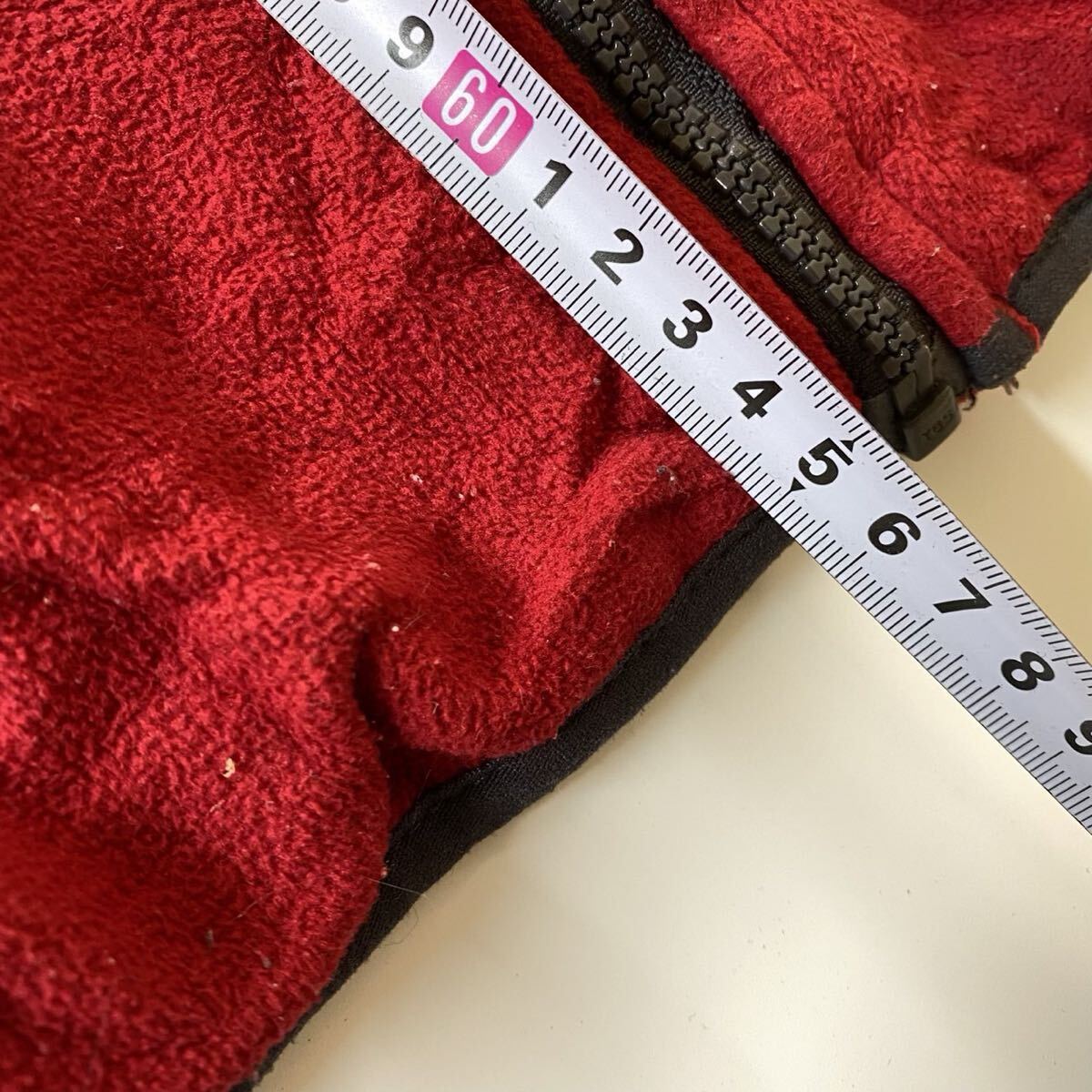 90s アメリカ古着 AXT フリースジャケット ジップアップ レッド グレー メンズ_画像4