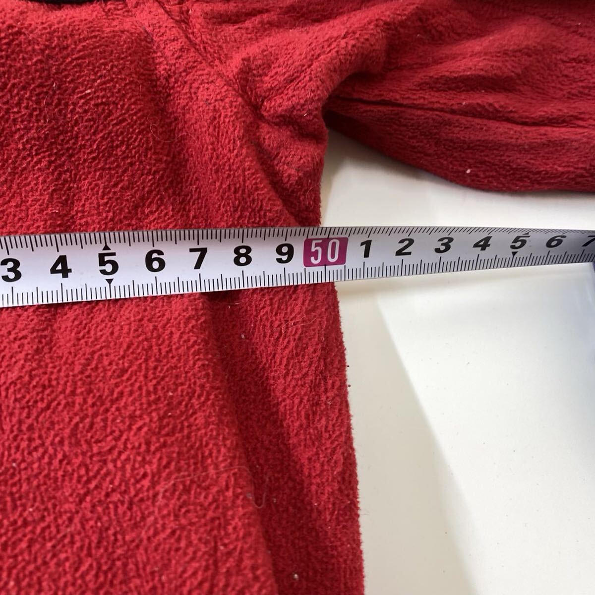 90s アメリカ古着 AXT フリースジャケット ジップアップ レッド グレー メンズ_画像5