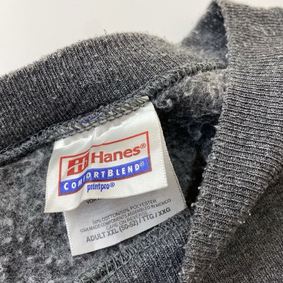 90s US古着 Hanes製 アメリカ 国旗 スウェット トレーナー チャコール XXL 地図柄 _画像4