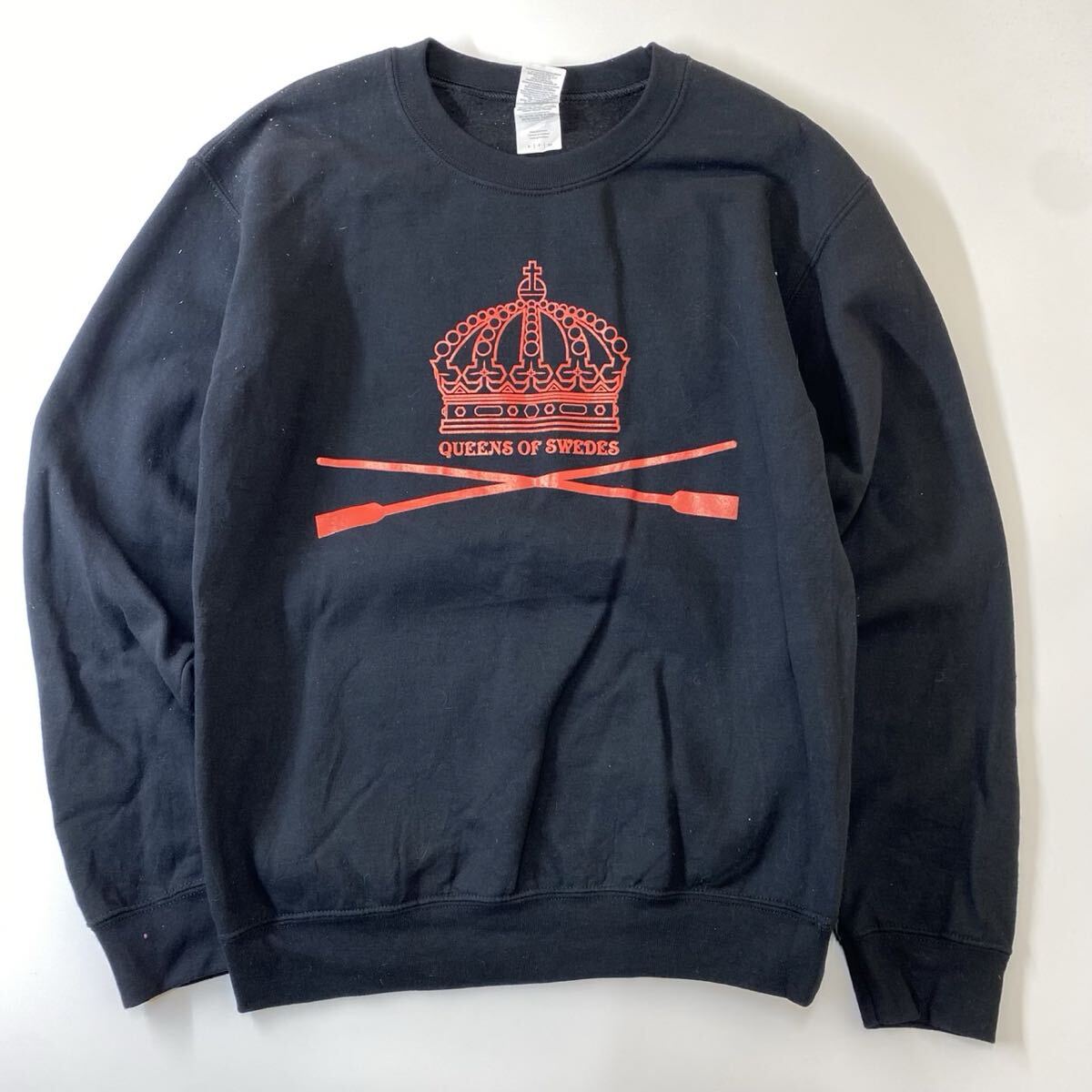 90s US古着 QUEENS OF SWEDES クラウン＆オール プリント スウェット トレーナー ブラック S_画像1