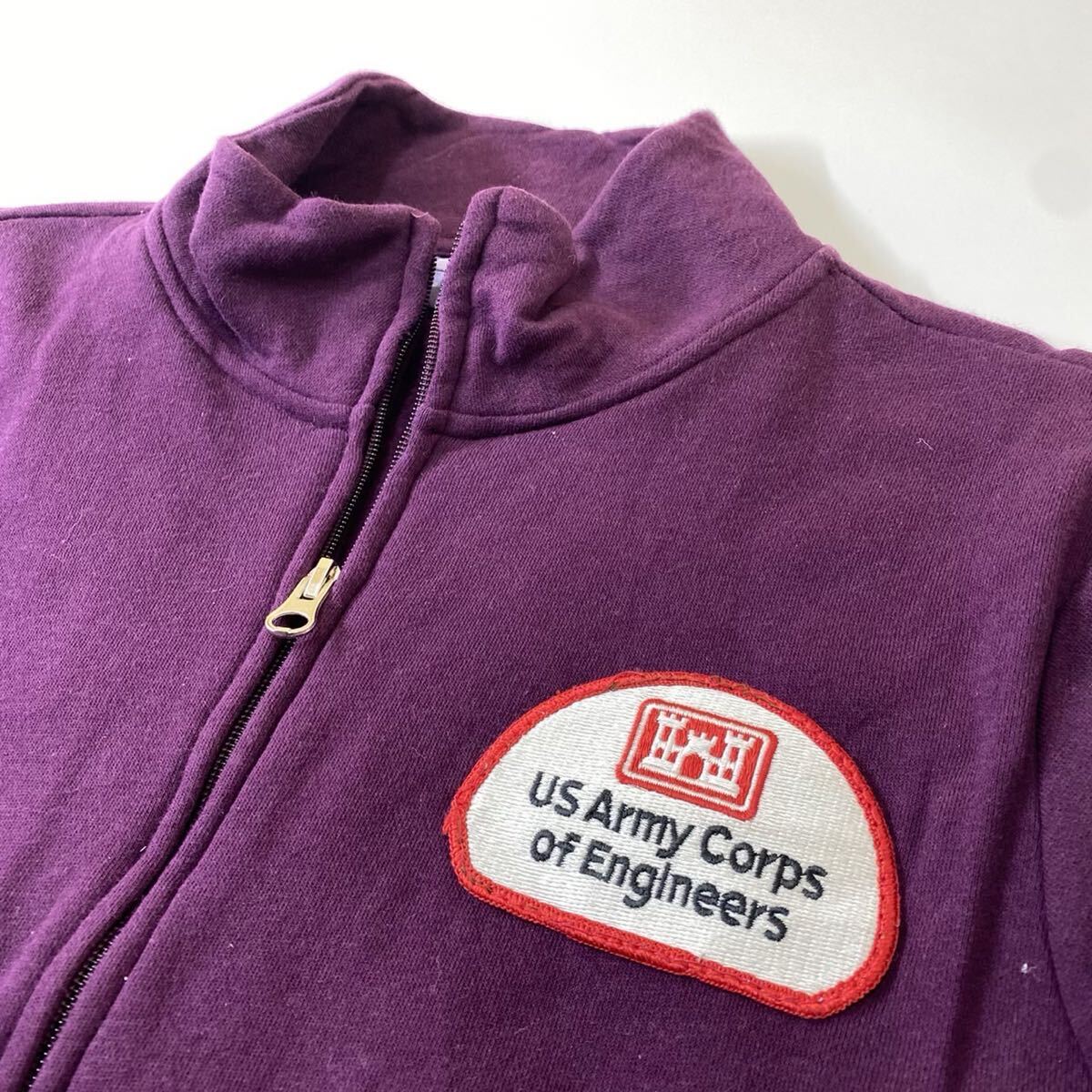 US古着 LauraScott フルジップ スウェット トレーナー ワッペン 紫 Lサイズ _画像2