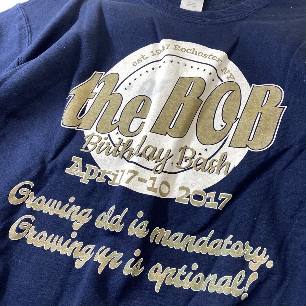 US古着 ギルダン GILDAN 英語ロゴ スウェット トレーナー ネイビー 紺 Mサイズ _画像2