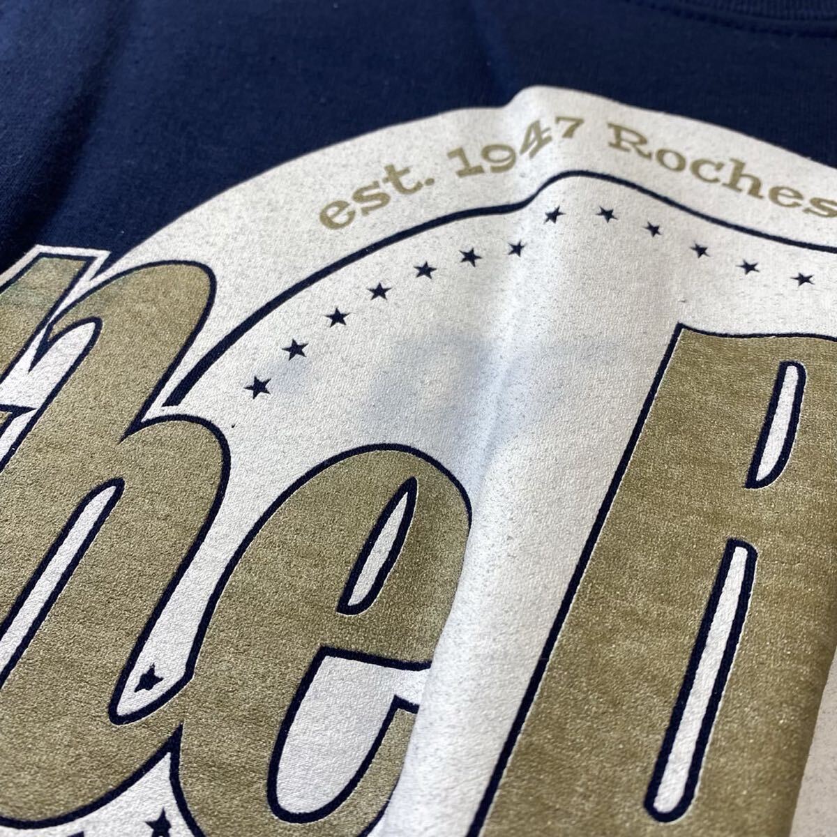 US古着 ギルダン GILDAN 英語ロゴ スウェット トレーナー ネイビー 紺 Mサイズ _画像3