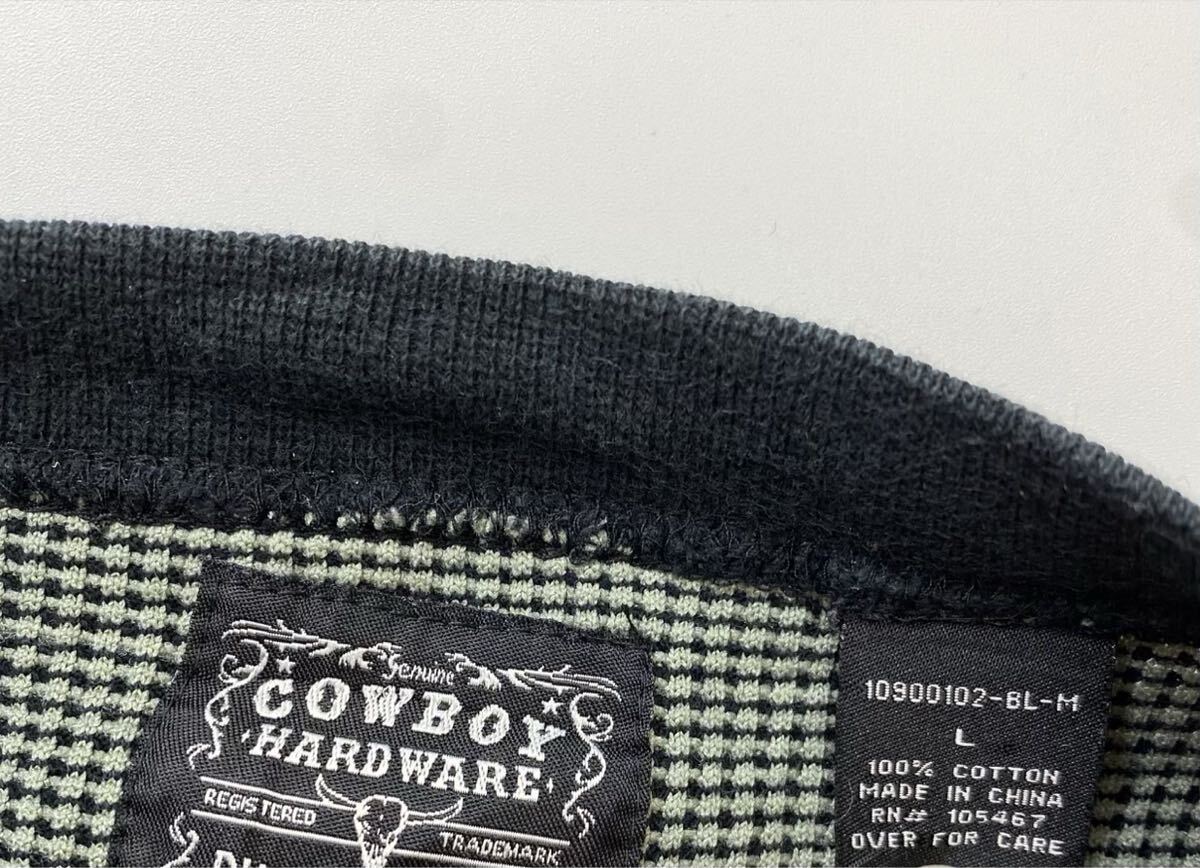 カウボーイヘッドウェア ワッフルプルオーバー 長袖シャツ ブラック L メンズ_画像4