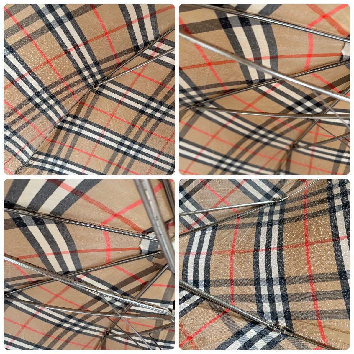 新品未使用 タグ付き BURBERRY ノバチェック バーバリー Burberrys オールドバーバリー 傘 カサ 折り畳み傘 ベージュ ジャンク_画像4