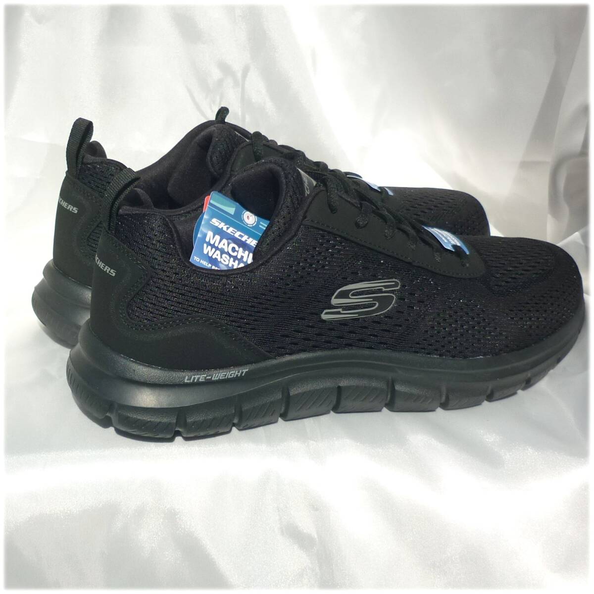 * новый товар * бесплатная доставка *29cm Skechers Skechers чёрный легкий широкий ширина мужской спортивные туфли амортизирующие свойства. есть память пена стелька 