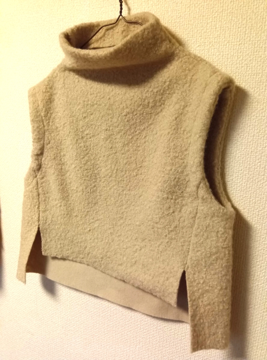 新品 classical elf ボア ベスト タートルネック ハイネック ニットベスト クラシカルエルフ ナチュラル ベージュ LL 大きいサイズ_画像5