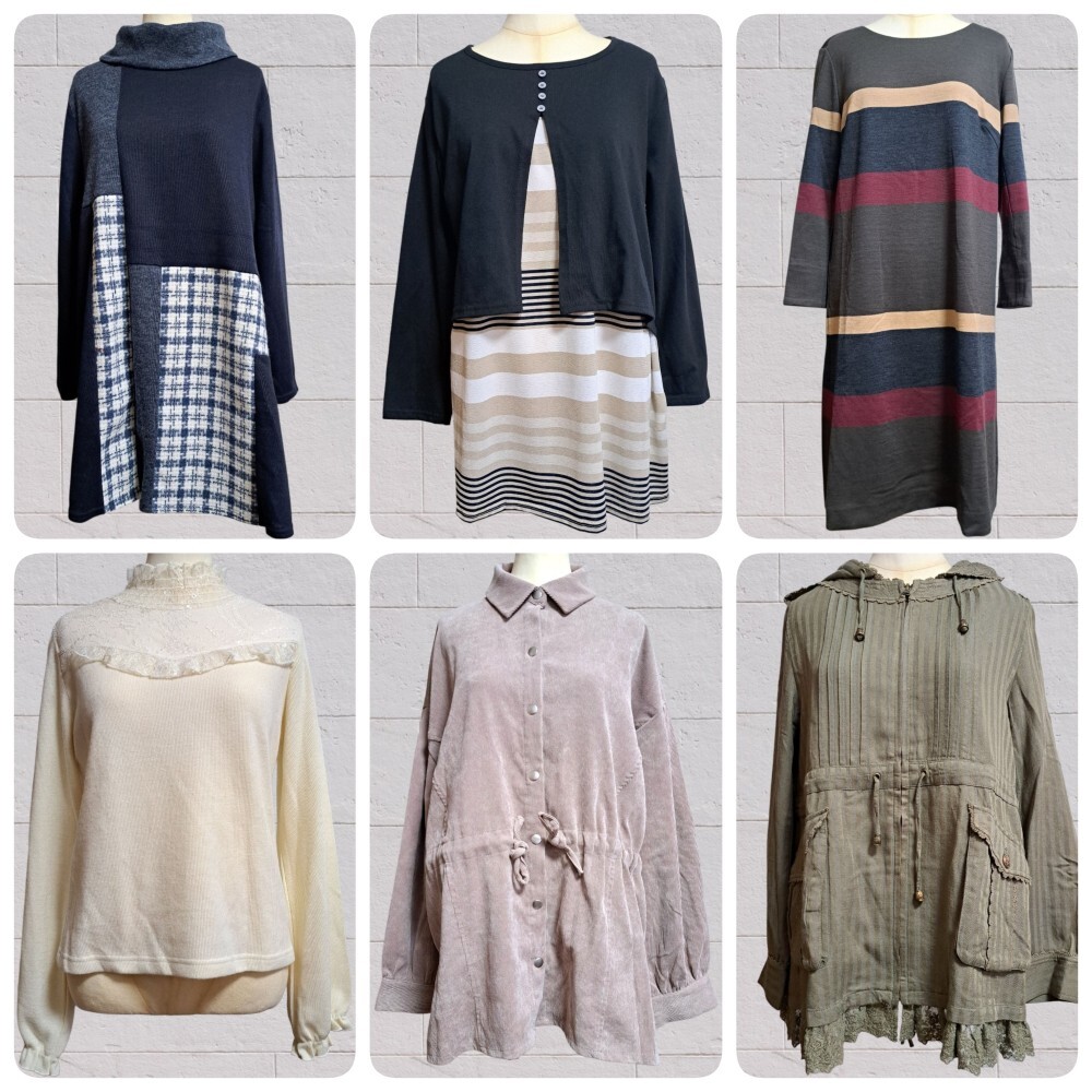 【まとめ売り】 レディース 婦人服 axes femme 12点 トップス ワンピース チュニック カットソー ボーダー サイズMIX 秋冬 カジュアル 美品_画像2