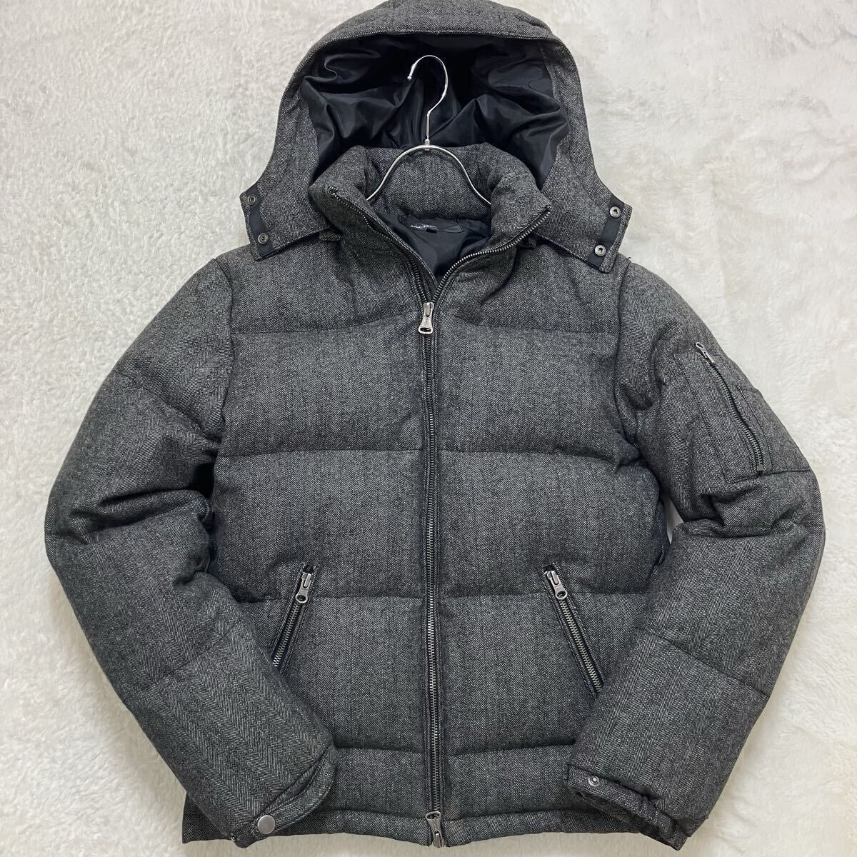 美品 ジャックローズ XL ダウンジャケット ウール ヘリンボーン ツイード フード着脱可 2way 肉厚 極暖 JACKROSE ダブルジップ メンズ _画像1