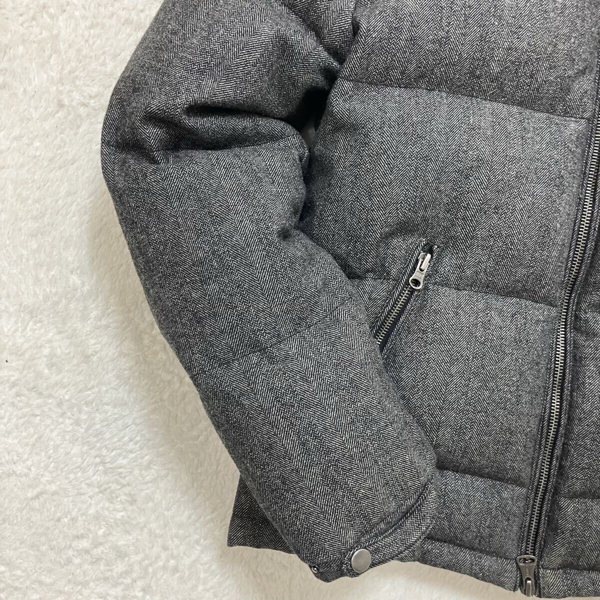 美品 ジャックローズ XL ダウンジャケット ウール ヘリンボーン ツイード フード着脱可 2way 肉厚 極暖 JACKROSE ダブルジップ メンズ _画像4