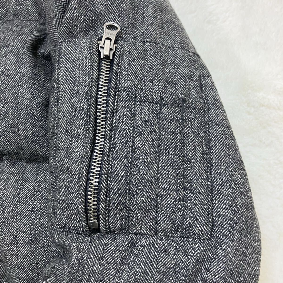 美品 ジャックローズ XL ダウンジャケット ウール ヘリンボーン ツイード フード着脱可 2way 肉厚 極暖 JACKROSE ダブルジップ メンズ _画像6