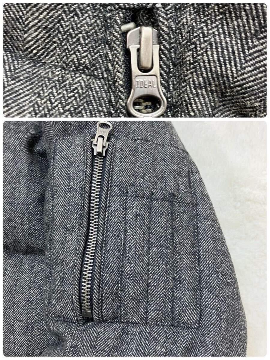 美品 ジャックローズ XL ダウンジャケット ウール ヘリンボーン ツイード フード着脱可 2way 肉厚 極暖 JACKROSE ダブルジップ メンズ _画像7