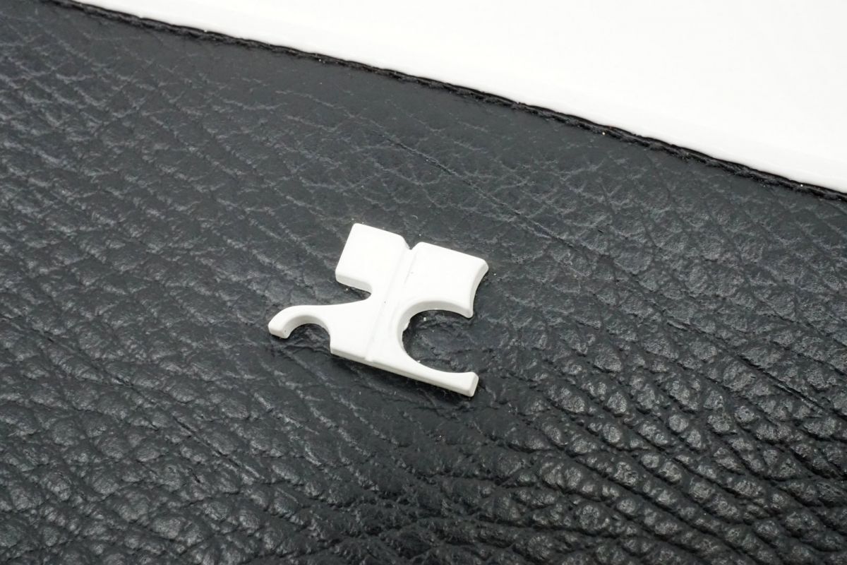  Courreges Vintage ручная сумочка большая сумка Logo кожа bai цвет чёрный черный белый белый Courreges 4360h