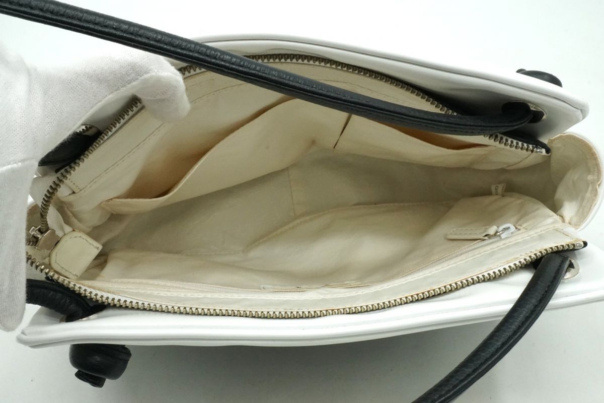  Courreges Vintage ручная сумочка большая сумка Logo кожа bai цвет чёрный черный белый белый Courreges 4360h