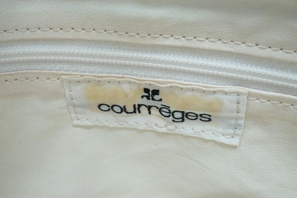  Courreges Vintage ручная сумочка большая сумка Logo кожа bai цвет чёрный черный белый белый Courreges 4360h