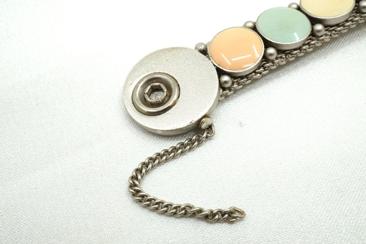 シャネル 99C ブレスレット バングル ミニタイル装飾 ココマーク メッシュ マルチカラー 銀 シルバー CHANEL 4441j_画像6