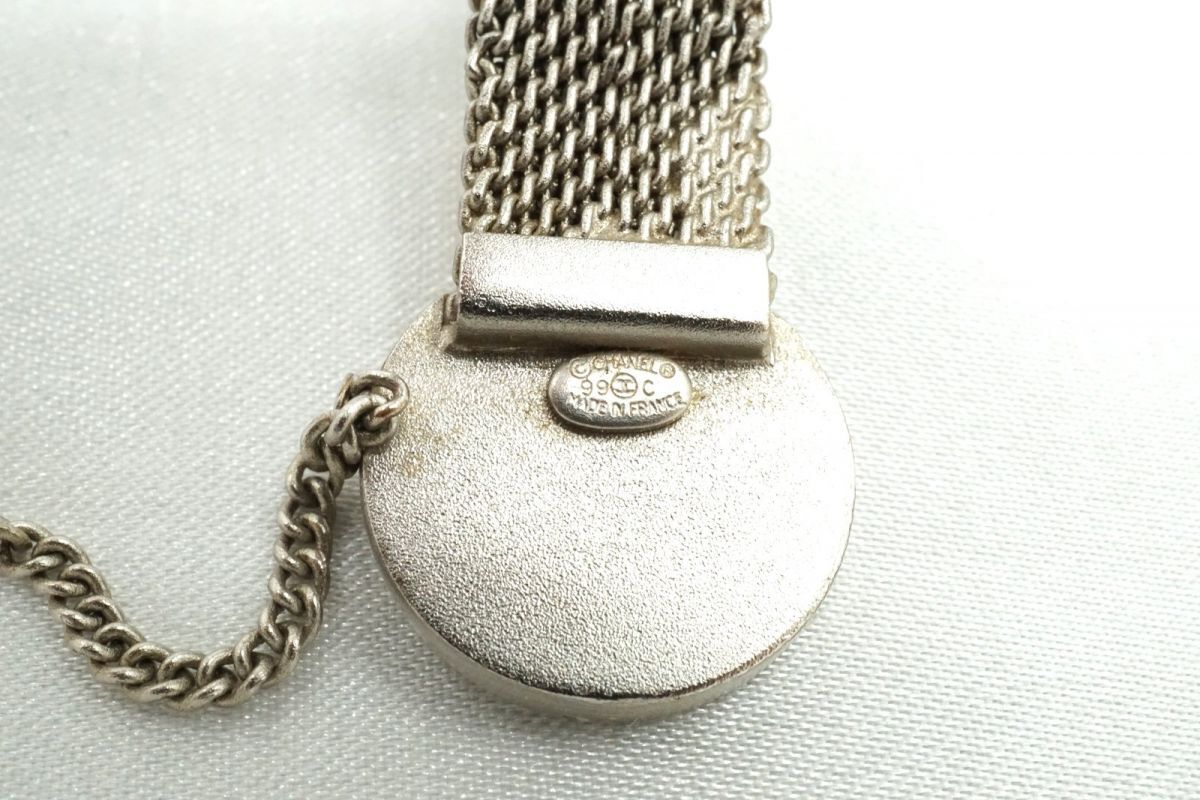 シャネル 99C ブレスレット バングル ミニタイル装飾 ココマーク メッシュ マルチカラー 銀 シルバー CHANEL 4441j_画像10