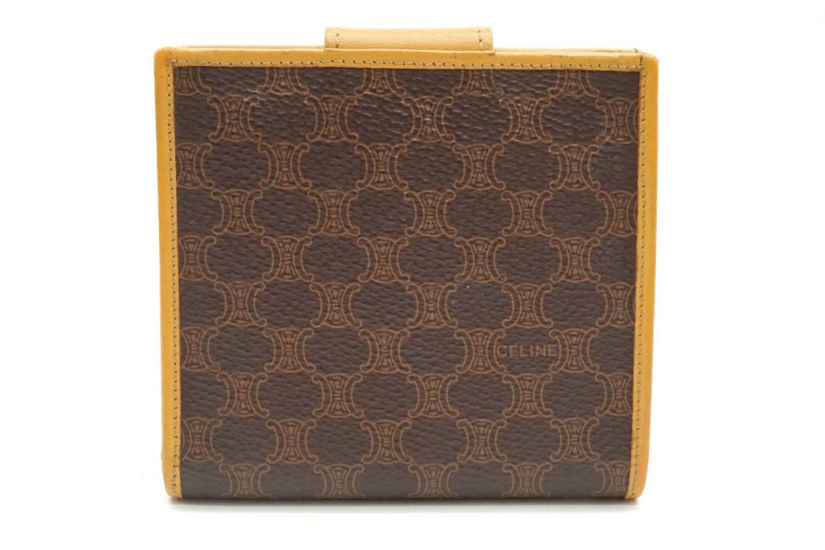 セリーヌ ヴィンテージ 二つ折り 財布 トリオンフロゴ マカダム Unisex PVCレザー 茶 ブラウン CELINE 4437k_画像4
