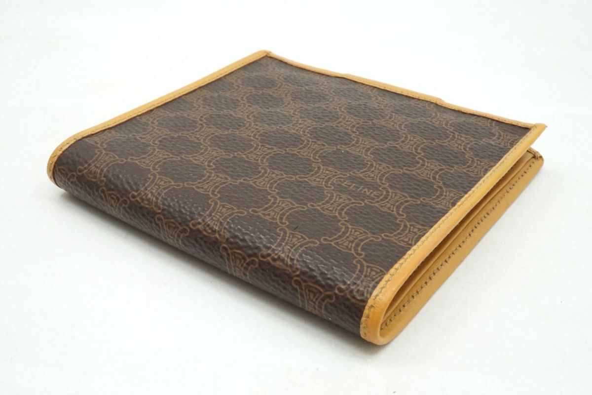 セリーヌ ヴィンテージ 二つ折り 財布 トリオンフロゴ マカダム Unisex PVCレザー 茶 ブラウン CELINE 4437k_画像5
