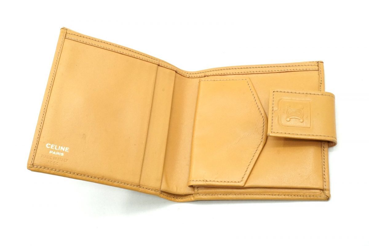 セリーヌ ヴィンテージ 二つ折り 財布 トリオンフロゴ マカダム Unisex PVCレザー 茶 ブラウン CELINE 4437k_画像6