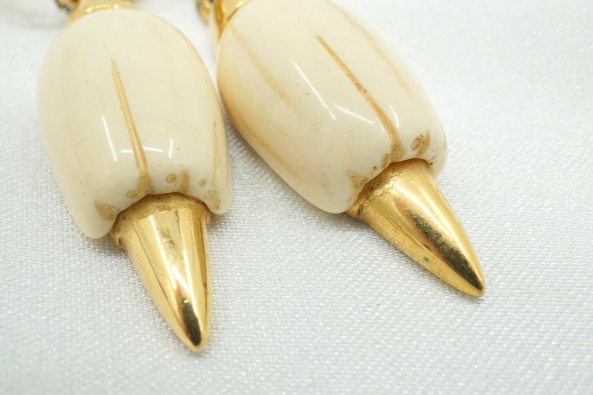 ジバンシィ ヴィンテージ スウィング イヤリング バイカラー 金 ゴールド 白 ホワイト GIVENCHY 4440j_画像6