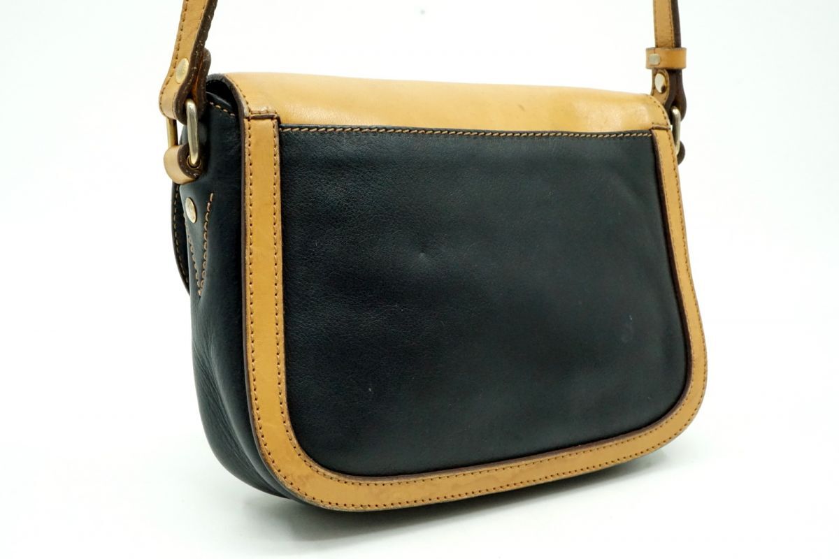 セリーヌ ヴィンテージ ショルダーバッグ トリオンフ ブラゾン ロゴ バイカラー レザー 黒 ブラック CELINE 4524h_画像3