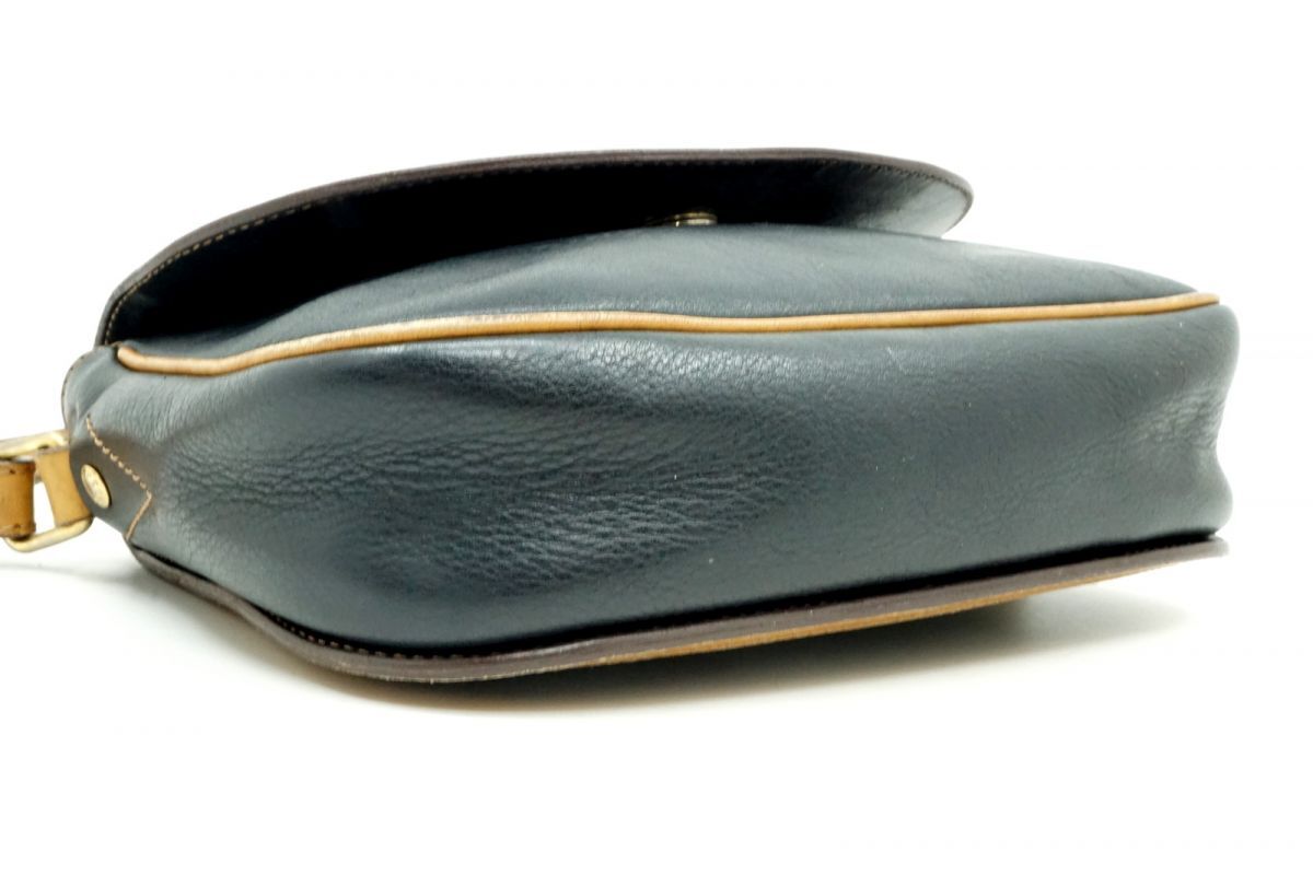 セリーヌ ヴィンテージ ショルダーバッグ トリオンフ ブラゾン ロゴ バイカラー レザー 黒 ブラック CELINE 4524h_画像4